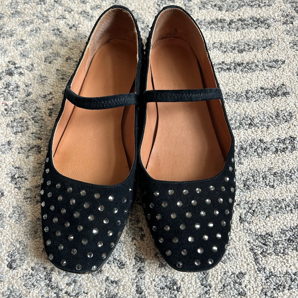 Madewell Black Flats with Silver Studs
